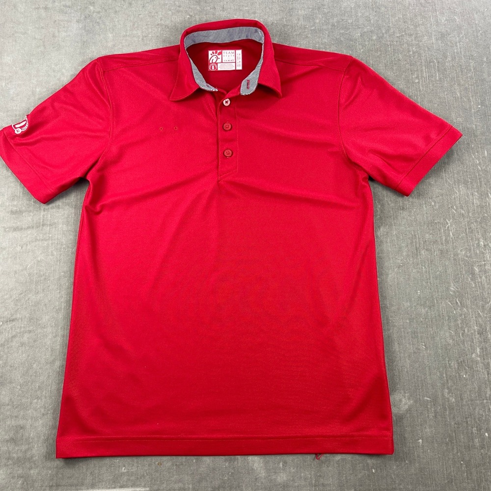 Chick-fil-A Oobe Mens Small Red Polo Shirt Team Style‎ Recycled Fabric